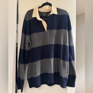 Abercrombie & Fitch Blue Gray stripe Vintage Rugby Shirt (wool blend)